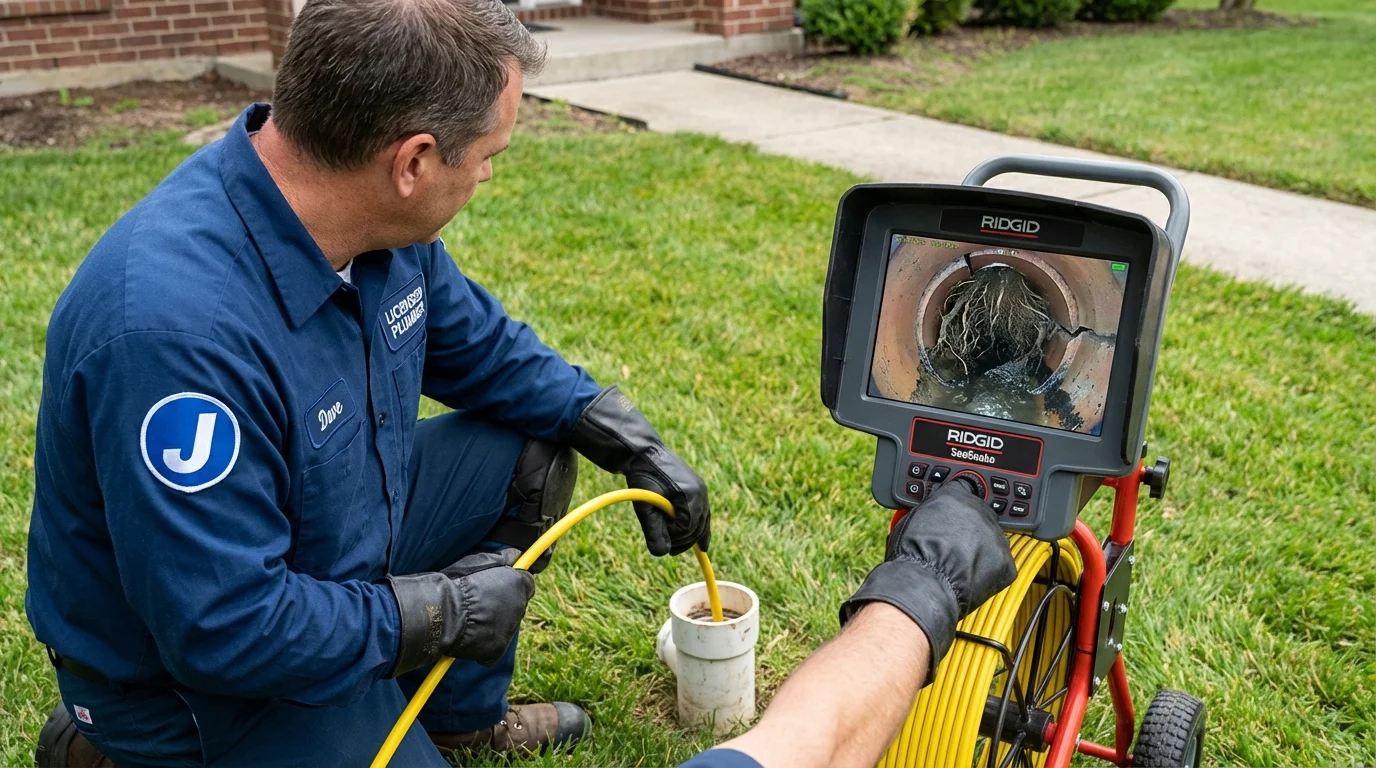 Sewer camera inspection being performed by Johns Plumbing LLC in Boswell