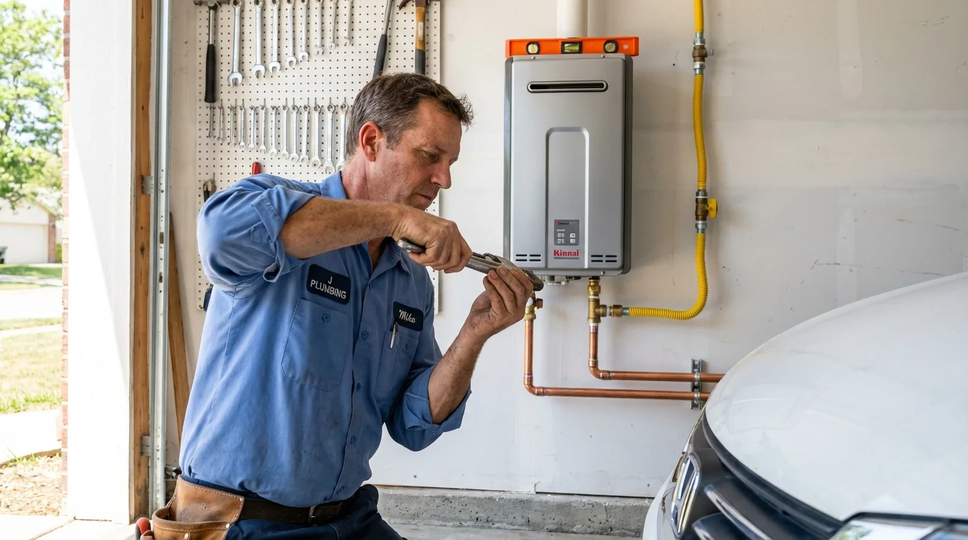 Tankless water heater installation by a Johns Plumbing LLC plumber in Boswell